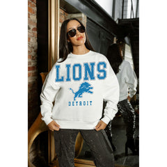 Detroit Lions Gameday Couture Women's Sunday Drives Oversized Crewneck Pullover Sweatshirt – White
