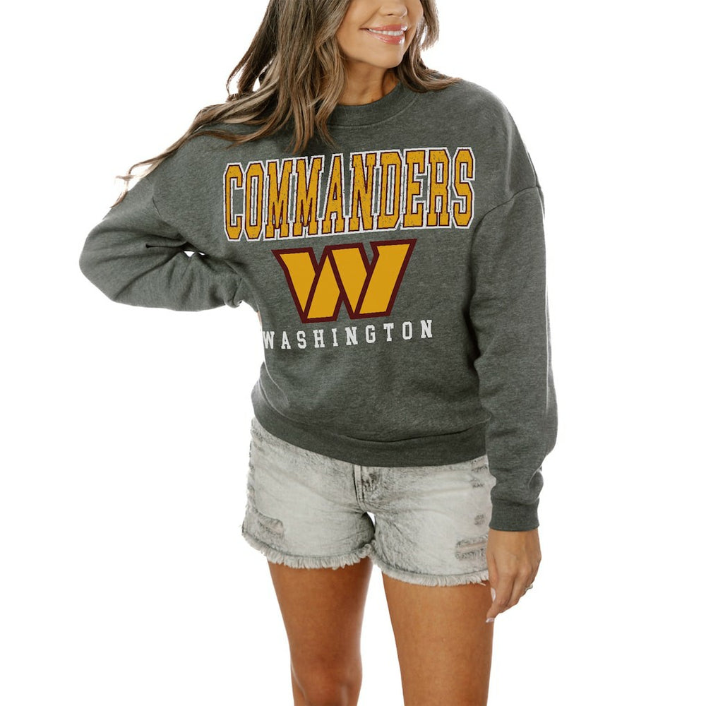 Washington Commanders Gameday Couture Women's Oversized Bring The Energy Pullover Sweatshirt – Charcoal