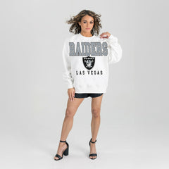 Las Vegas Raiders Gameday Couture Women's Sunday Drives Oversized Crewneck Pullover Sweatshirt – White