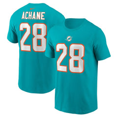 De’Von Achane Miami Dolphins Player Name & Number T-Shirt Aqua