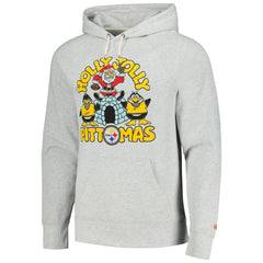 Pittsburgh Steelers Homage Unisex Holiday Raglan Tri-Blend Pullover Hoodie Gray