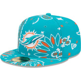 Miami Dolphins New Era Paisley 59FIFTY Fitted Hat Aqua