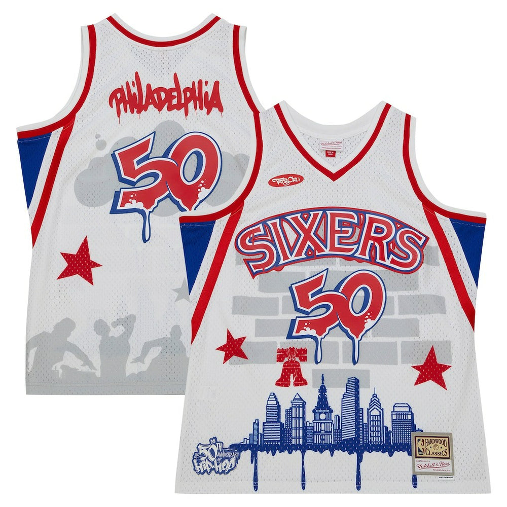 NBA Philadelphia 76ers x Tats Cru Hardwood Classics Fashion Jersey sale - White