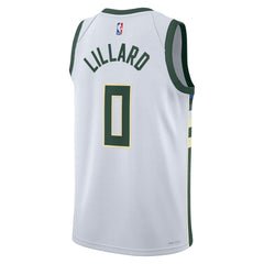 NBA Damian Lillard Milwaukee Bucks Unisex Fear The Deer Swingman Player Jersey - Association Edition - White
