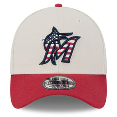 Miami Marlins New Era 2024 Fourth of July 39THIRTY Flex Hat - Khaki/Red Hats