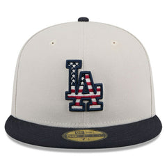 Los Angeles Dodgers New Era 2024 Fourth of July 59FIFTY Fitted Hat - Khaki/Black Hats