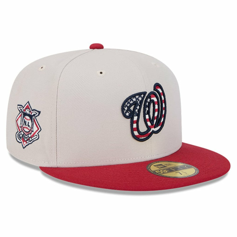Washington Nationals New Era 2024 Fourth of July 59FIFTY Fitted Hat - Khaki/Red Hats