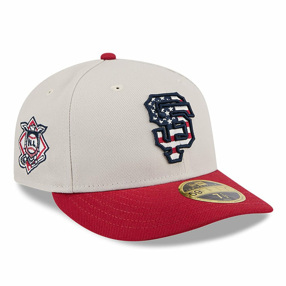 San Francisco Giants New Era 2024 Fourth of July Low Profile 59FIFTY Fitted Hat - Khaki/Red Hats