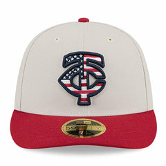 Minnesota Twins New Era 2024 Fourth of July Low Profile 59FIFTY Fitted Hat - Khaki/Red Hats