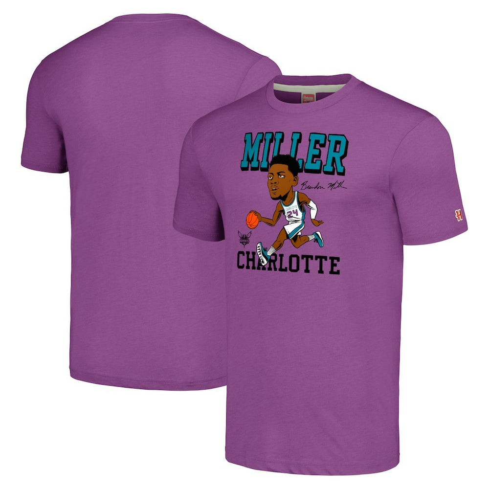 Brandon Miller Charlotte Hornets Homage Caricature Tri-Blend T-Shirt Purple