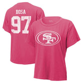 Nick Bosa San Francisco 49ers Majestic Threads Women's Name & Number T-Shirt Pink