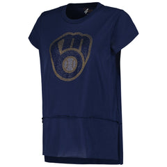 Milwaukee Brewers G-III 4Her by Carl Banks Women's Cheer Fashion T-Shirt - Navy T-shirts
