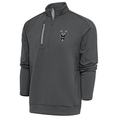 Milwaukee Bucks Antigua Metallic Logo Generation Quarter-Zip Top Pewter