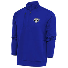 New York Knicks Antigua Metallic Logo Generation Quarter-Zip Top Blue