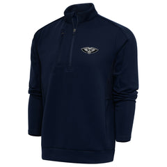 New Orleans Pelicans Antigua Big & Tall Metallic Logo Generation Quarter-Zip Top Navy