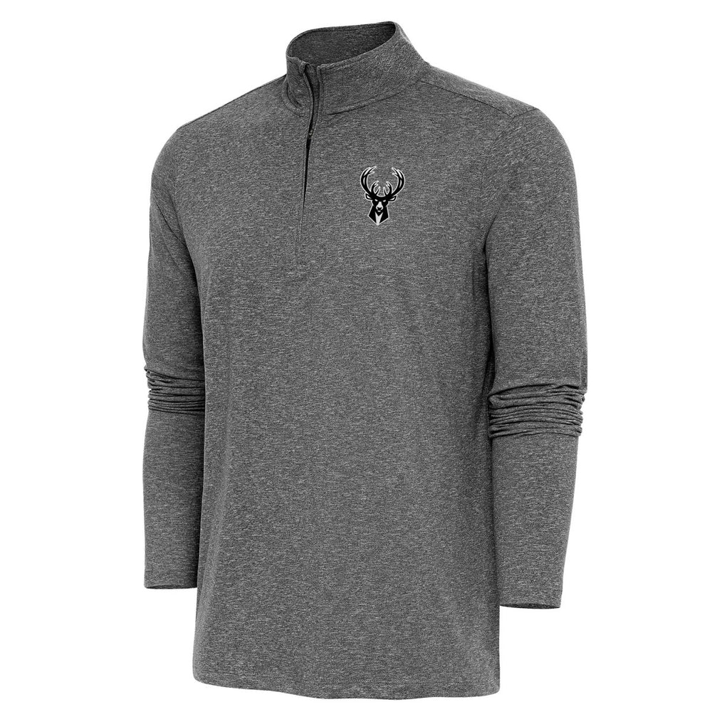 Milwaukee Bucks Antigua Hunk Quarter-Zip Top Heather Black