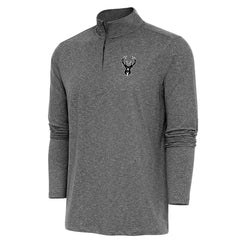 Milwaukee Bucks Antigua Hunk Quarter-Zip Top Heather Black