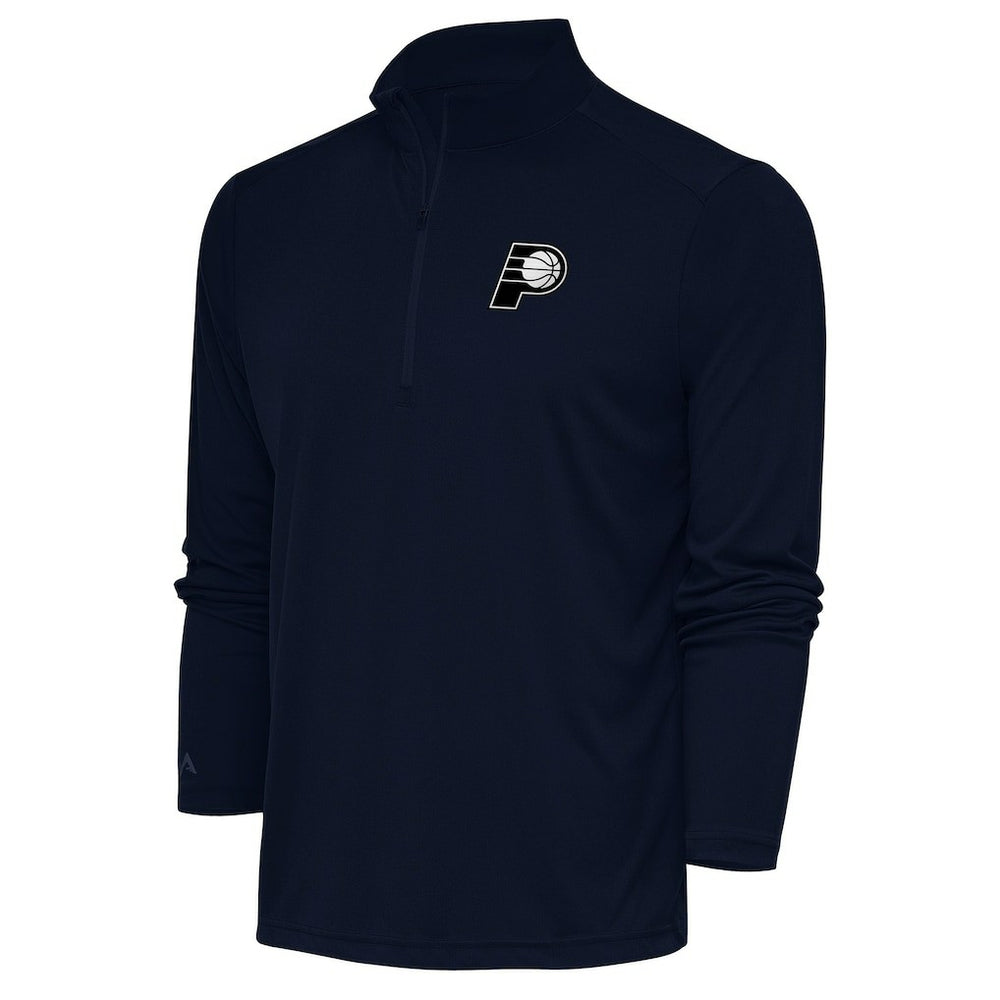 Indiana Pacers Antigua Metallic Logo Tribute Quarter-Zip Top Navy