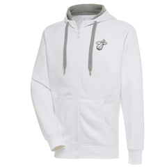 Miami Heat Antigua Metallic Logo Victory Raglan Full-Zip Hoodie White