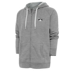 New York Knicks Antigua Metallic Logo Victory Raglan Full-Zip Hoodie Heather Gray