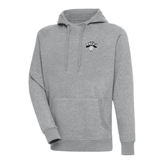 New York Knicks Antigua Metallic Logo Victory Raglan Pullover Hoodie Heather Gray