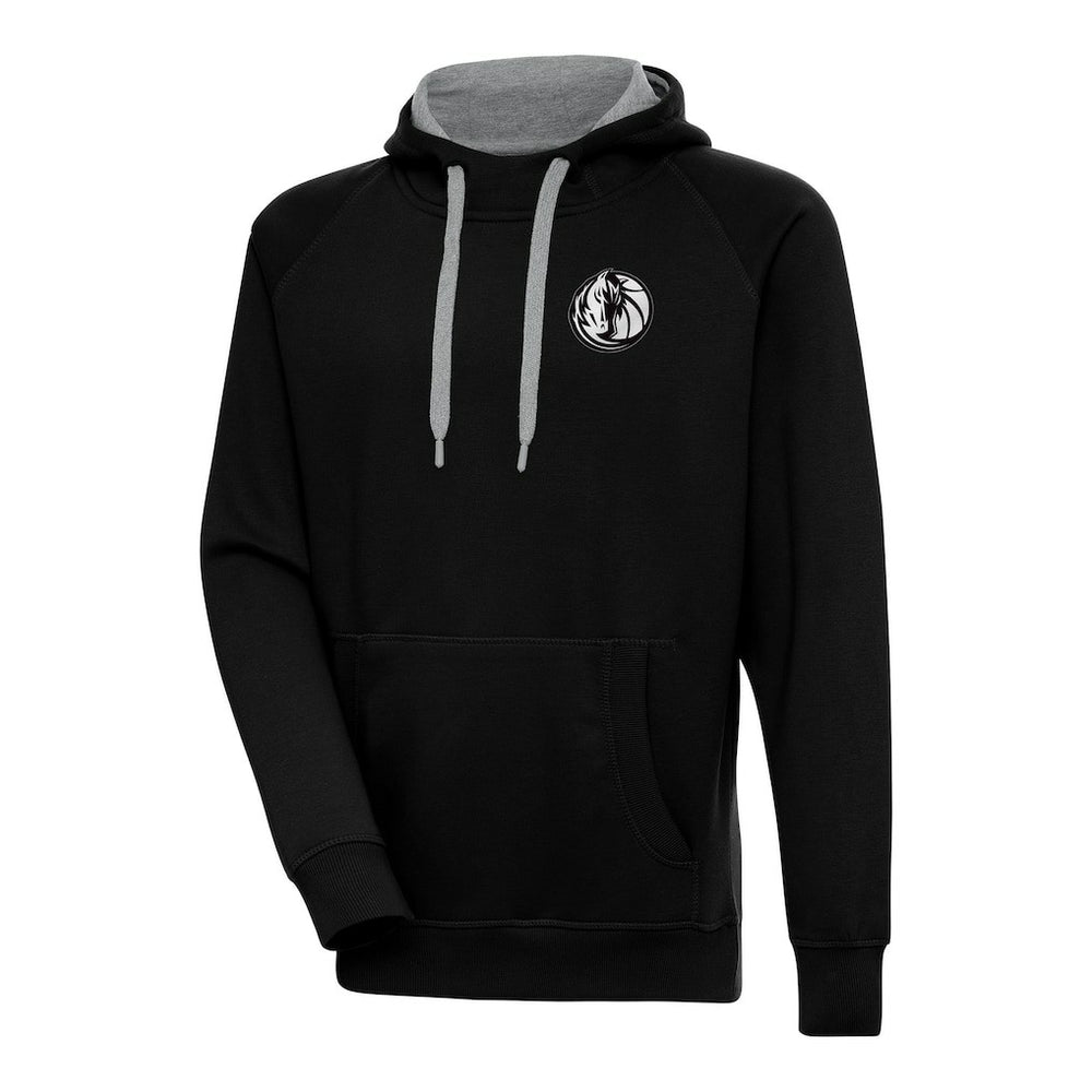 Dallas Mavericks Antigua Metallic Logo Victory Raglan Pullover Hoodie Black