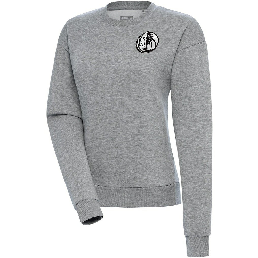 Dallas Mavericks Antigua Women's Brushed Metallic Victory Pullover Sweatshirt - Heather Gray