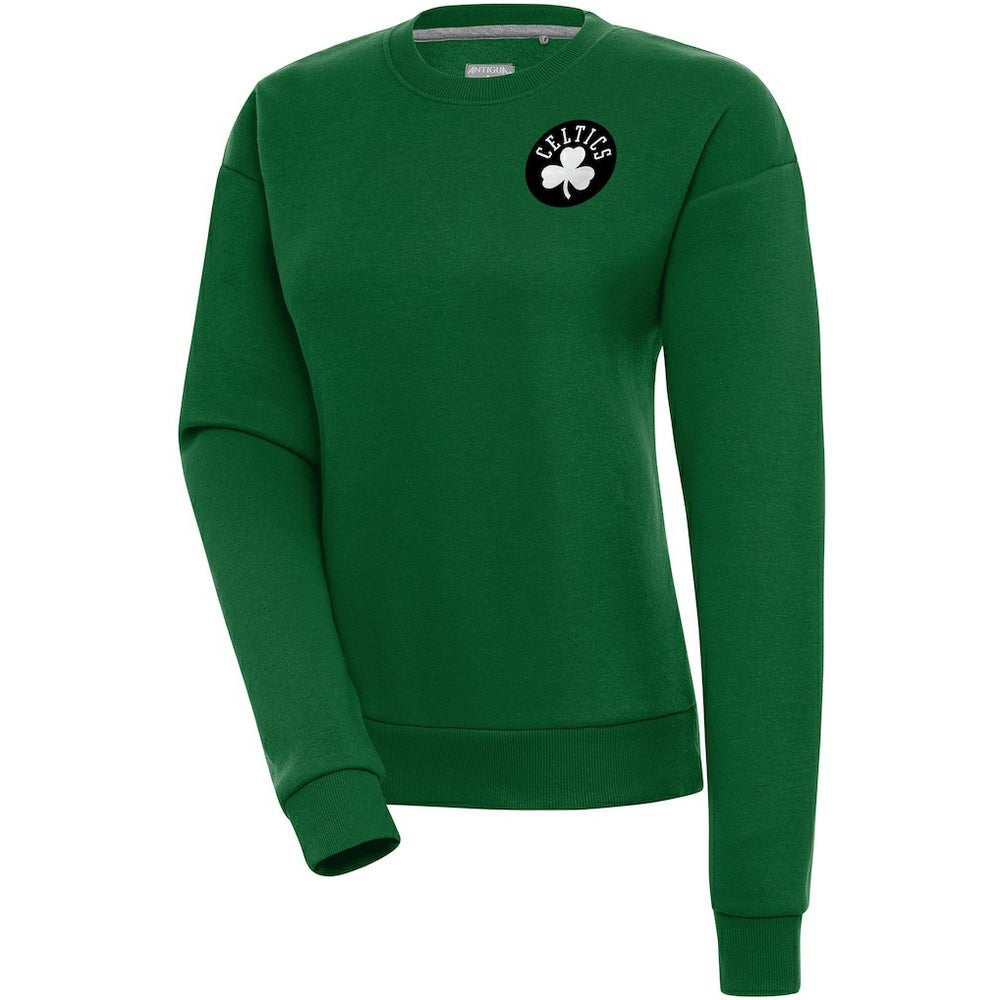 Boston Celtics Antigua Women's Brushed Metallic Victory Pullover Sweatshirt - Kelly Green