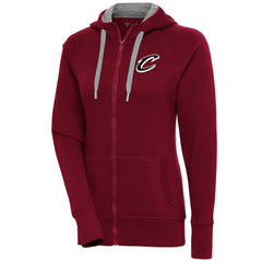 Cleveland Cavaliers Antigua Women's Brushed Metallic Victory Full-Zip Hoodie - Wine
