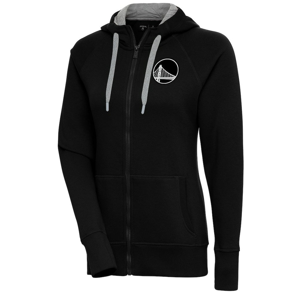 Golden State Warriors Antigua Women's Brushed Metallic Victory Full-Zip Hoodie - Black