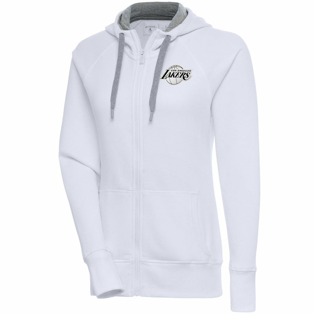 Los Angeles Lakers Antigua Women's Brushed Metallic Victory Full-Zip Hoodie - White