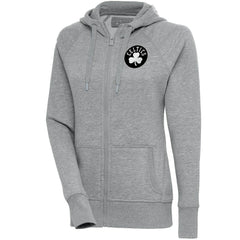 Boston Celtics Antigua Women's Brushed Metallic Victory Full-Zip Hoodie - Heather Gray
