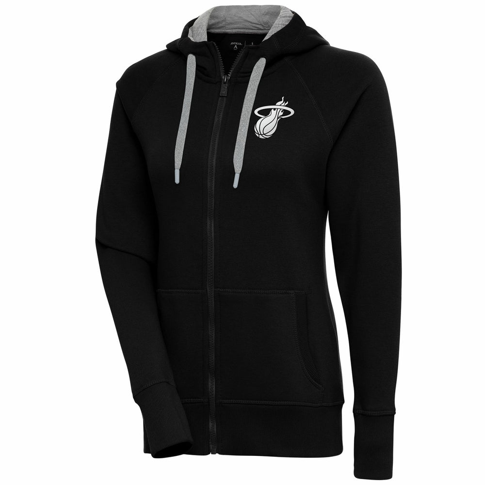 Miami Heat Antigua Women's Brushed Metallic Victory Full-Zip Hoodie - Black