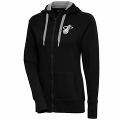 Miami Heat Antigua Women's Brushed Metallic Victory Full-Zip Hoodie - Black