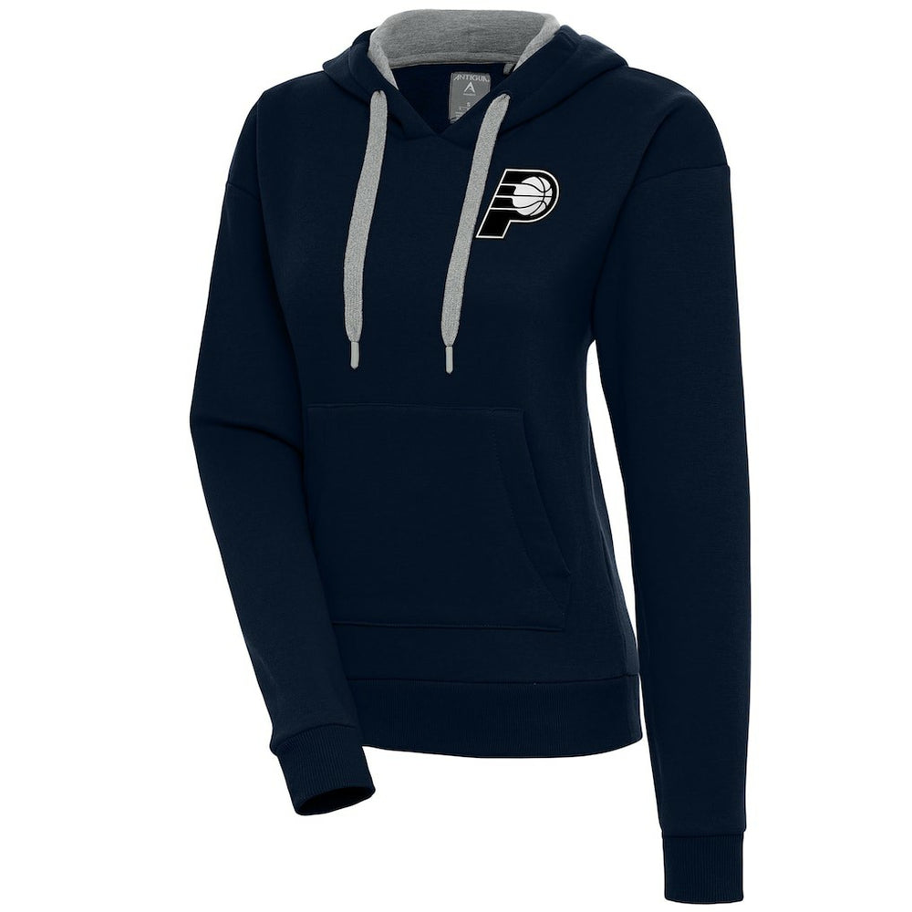 Indiana Pacers Antigua Women's Brushed Metallic Victory Pullover Hoodie - Navy