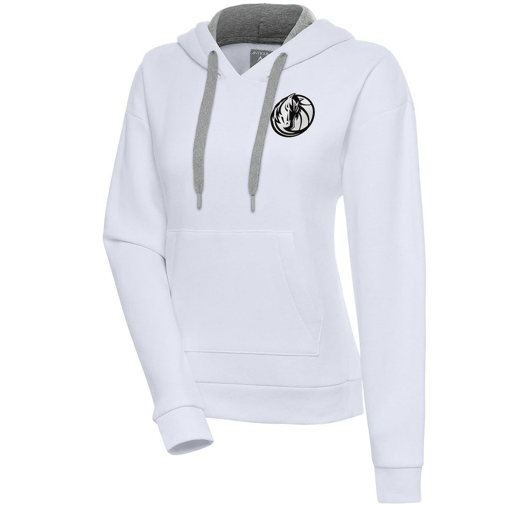 Dallas Mavericks Antigua Women's Brushed Metallic Victory Pullover Hoodie - White