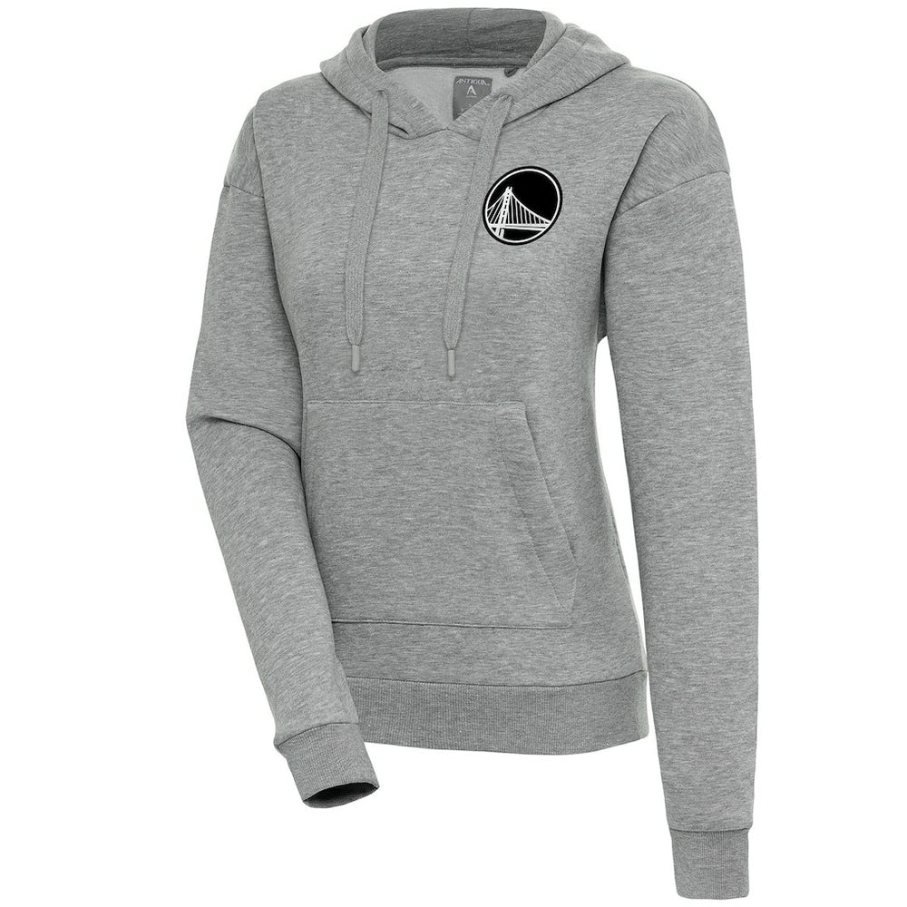 Golden State Warriors Antigua Women's Brushed Metallic Victory Pullover Hoodie - Heather Gray