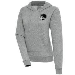 Golden State Warriors Antigua Women's Brushed Metallic Victory Pullover Hoodie - Heather Gray