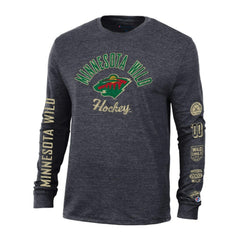 NHL Minnesota Wild Champion Multi-Logo Tri-Blend Long Sleeve T-Shirt - Heather Black