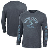 NHL Seattle Kraken Champion Multi-Logo Tri-Blend Long Sleeve T-Shirt - Heather Navy