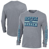 NHL Seattle Kraken Champion Tri-Blend Dual-Stripe Long Sleeve T-Shirt - Heather Gray