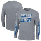 NHL Tampa Bay Lightning Champion Tri-Blend Dual-Stripe Long Sleeve T-Shirt - Heather Gray