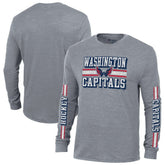 NHL Washington Capitals Champion Tri-Blend Dual-Stripe Long Sleeve T-Shirt - Heather Gray