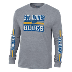 NHL St. Louis Blues Champion Tri-Blend Dual-Stripe Long Sleeve T-Shirt - Heather Gray
