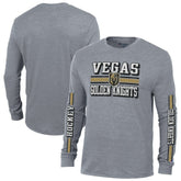 NHL Vegas Golden Knights Champion Tri-Blend Dual-Stripe Long Sleeve T-Shirt - Heather Gray