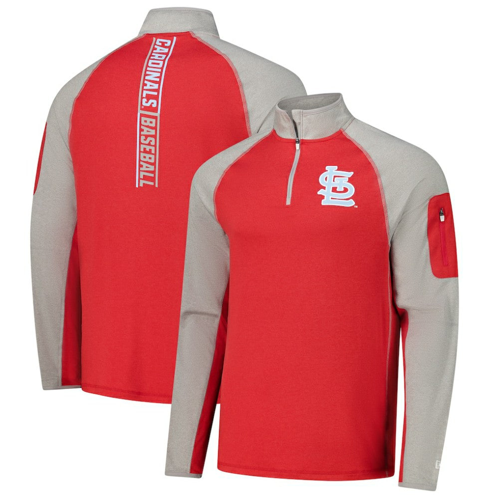 St. Louis Cardinals New Era Father's Day Raglan Quarter-Zip Top - Red Tops