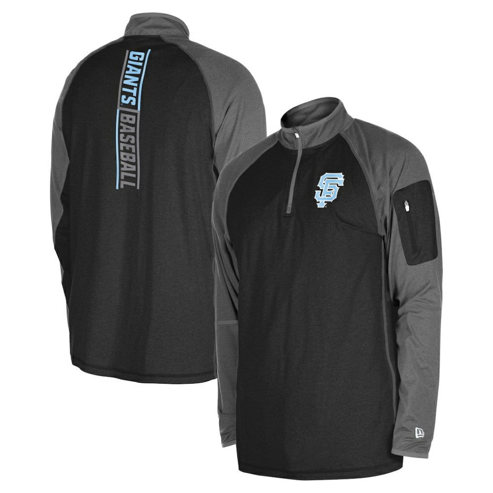 San Francisco Giants New Era Father's Day Raglan Quarter-Zip Top - Black Tops
