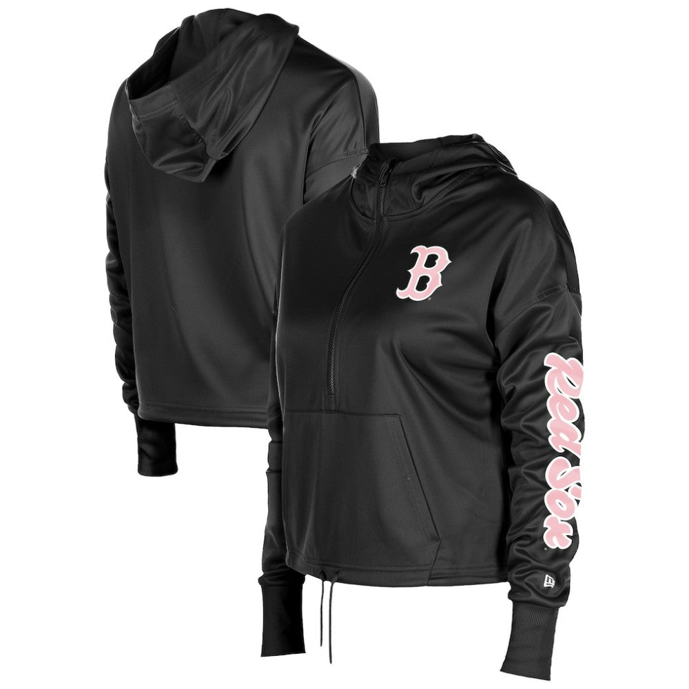 Boston Red Sox New Era Women's Half-Zip Hoodie - Black Hoodies