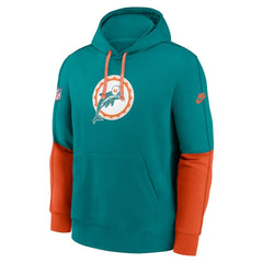 Miami Dolphins Throwback Logo Club Tri-Blend Pullover Hoodie Aqua