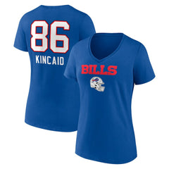 Dalton Kincaid Buffalo Bills Women's Team Wordmark Player Name & Number V-Neck T-Shirt Royal